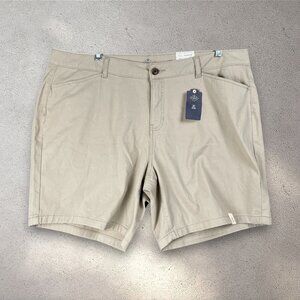 NWT St. John’s Bay Mid Rise Chino Shorts Womens 18W Khaki 8” Inseam Cotton Blend